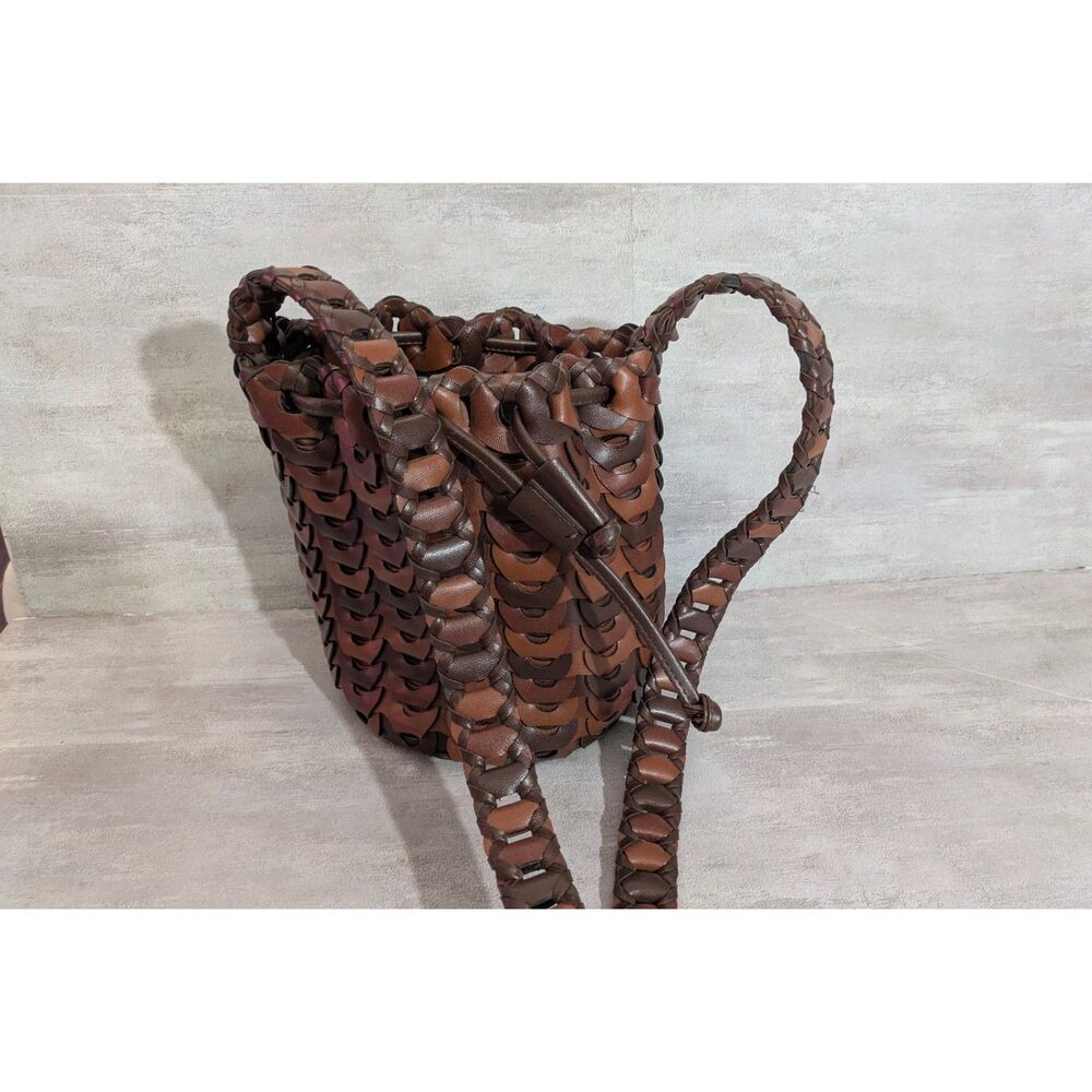 Woven Scales Leather Bucket Bag - Picture 3 of 8